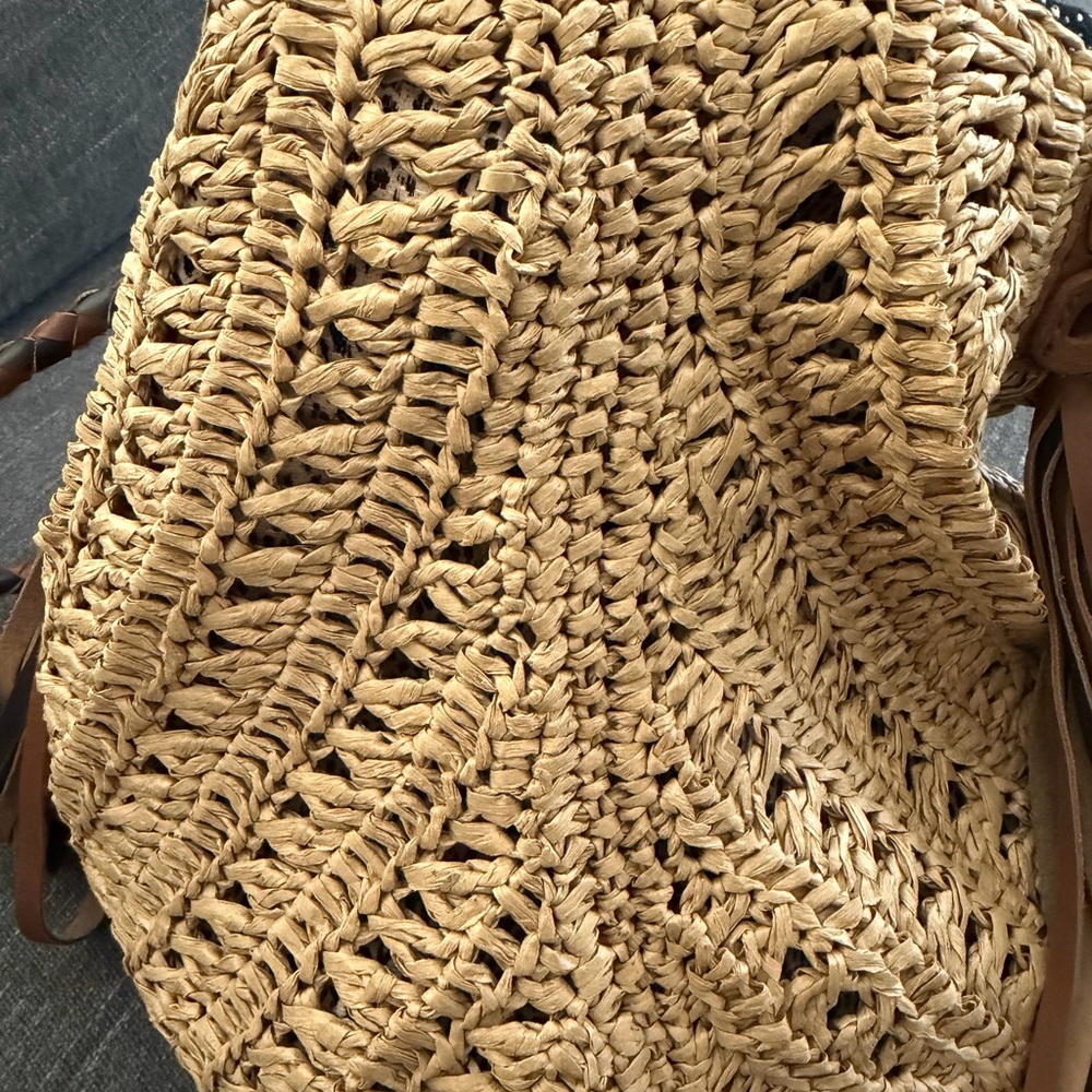 Upcycled YSL raffia tote. Custom Woven Bag with Real Leather Braided details. - Picture 15 of 15